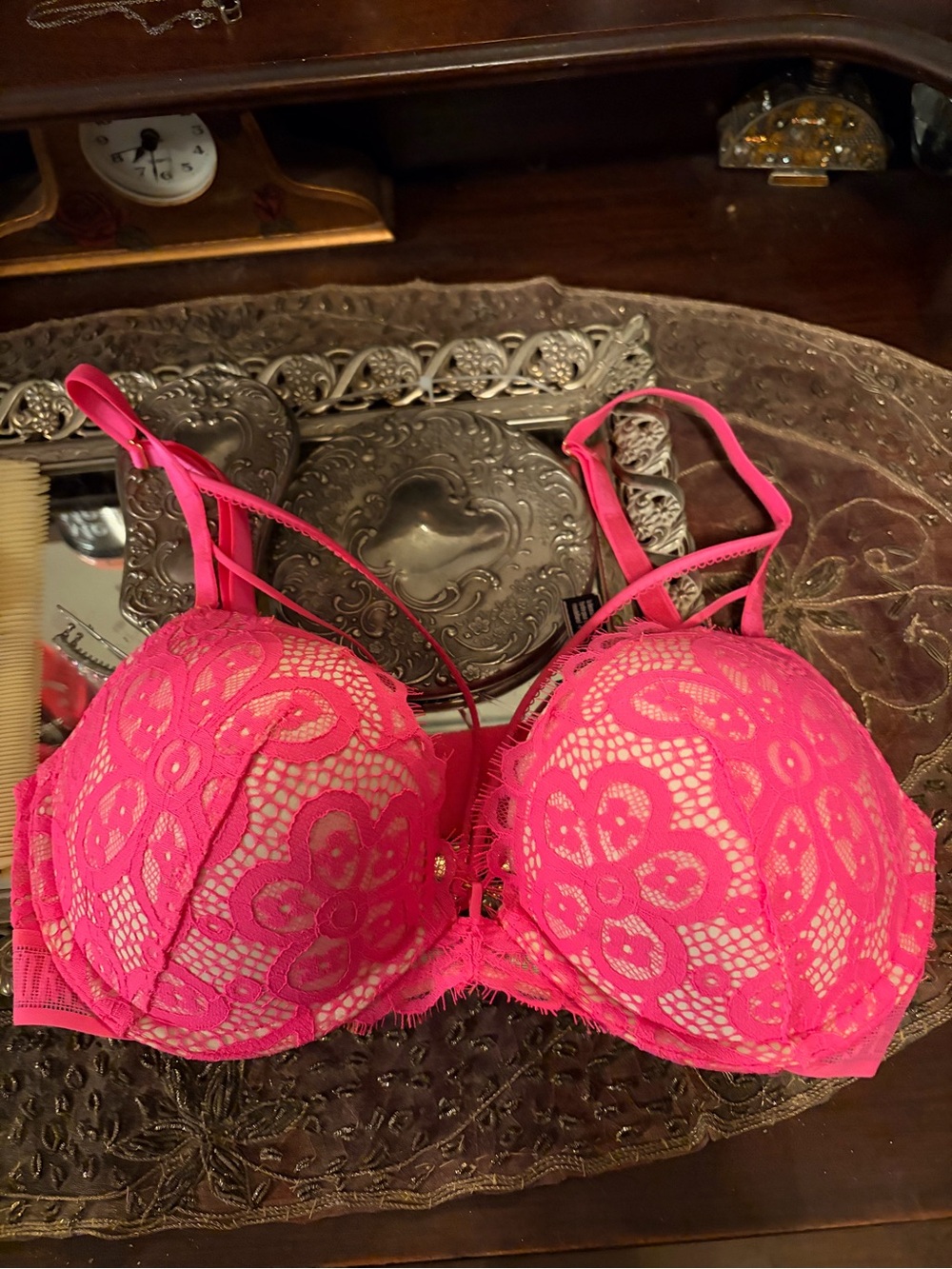 Victoria's Secret Hot Pink Lace Underwire Bra